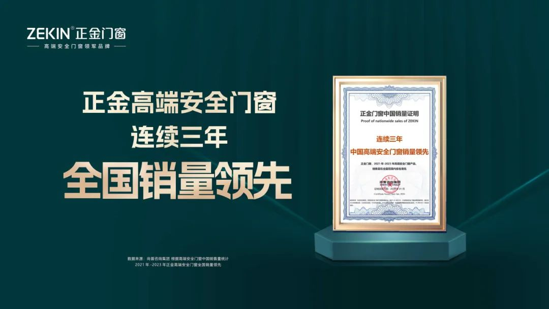 連續(xù)三年中國高端安全門窗銷量領(lǐng)先